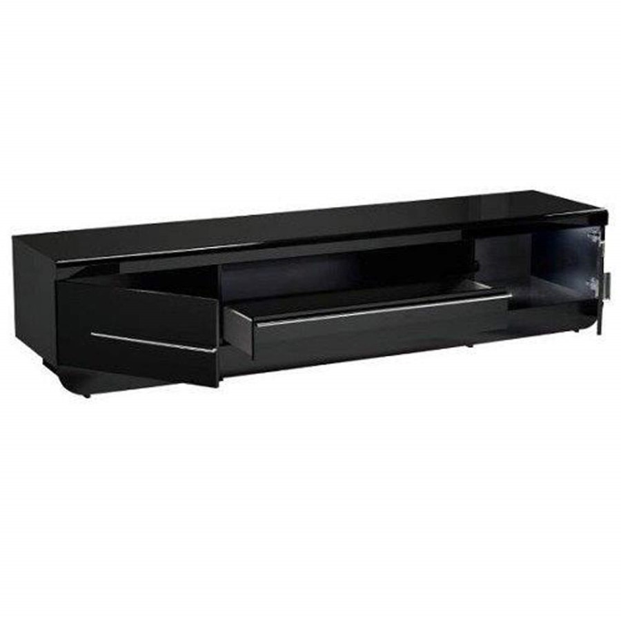 GRADE A2 - Sciae Floyd 38 inch Modern TV Hifi Unit Stand - Black Gloss