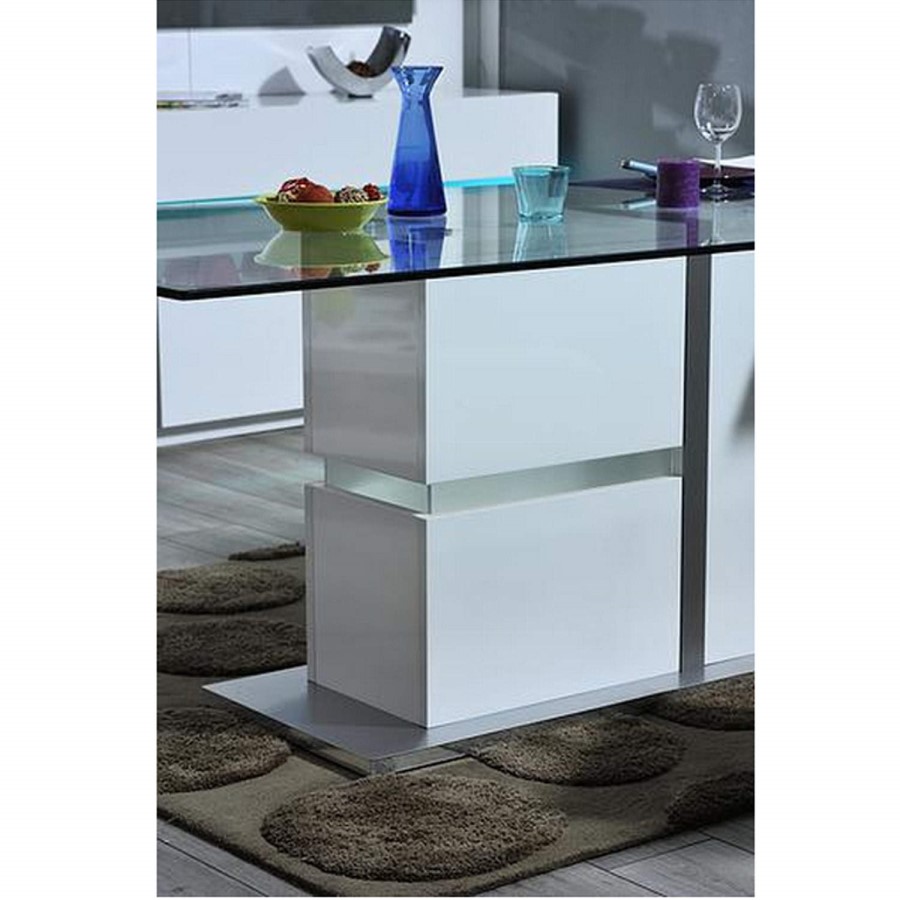 Sciae Cross 36 Glass Top Dining Table with LED Lit Base