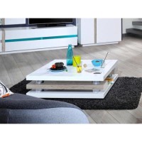 Sciae Cross 36 Coffee Table in High Gloss White with Wood Detail