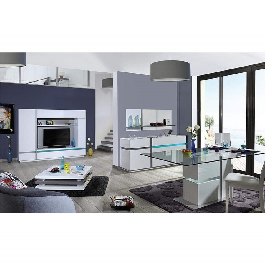 Sciae Cross 36 Glass Top Dining Table with LED Lit Base