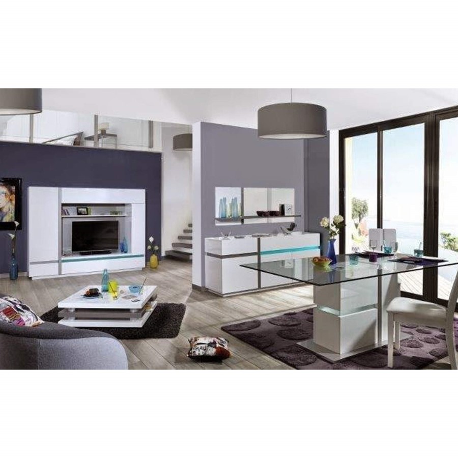 Sciae Cross 36 Coffee Table in High Gloss White with Wood Detail