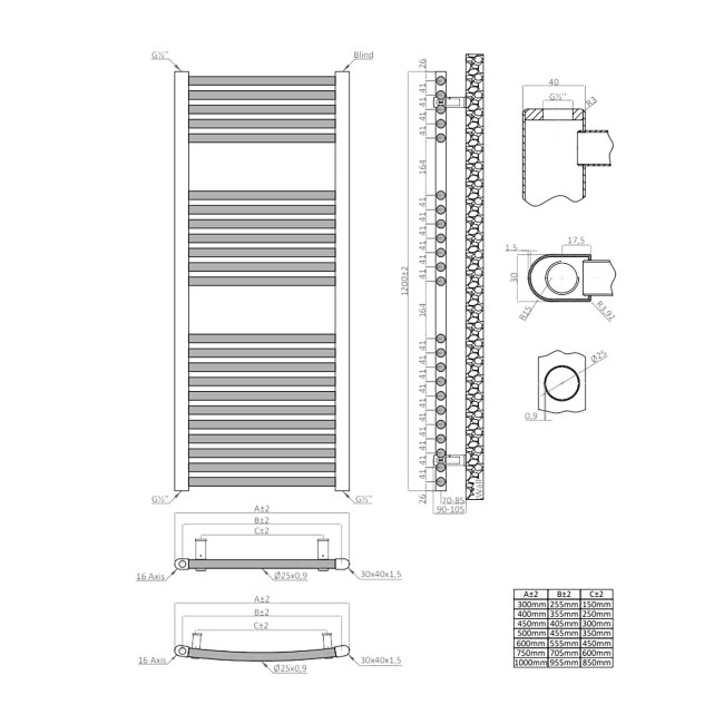 Towelrads Pisa Anthracite Towel Radiator 1200 x 600mm