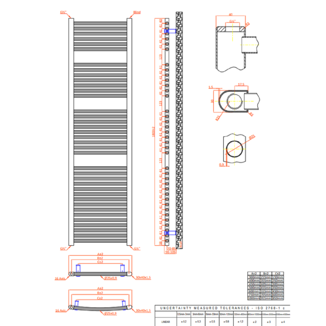 Towelrads Pisa Anthracite Towel Radiator 1800 x 400mm