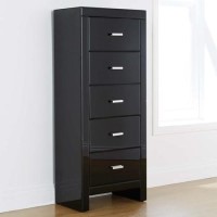 Mountrose Venetian Mirrored Tall 5 Drawer Chest in Black