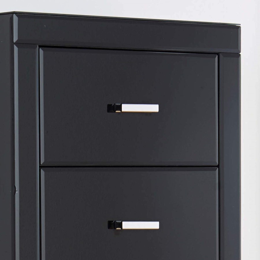 Mountrose Venetian Mirrored Tall 5 Drawer Chest in Black