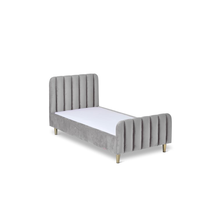 Toddler Bed Frame in Grey Velvet - Gatsby - Obaby 