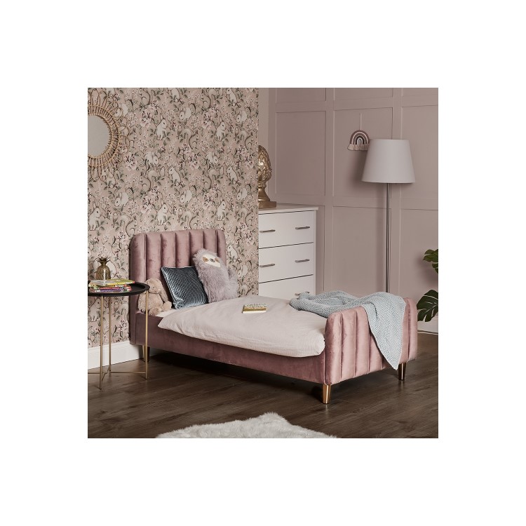 Toddler Bed Frame in Pink Velvet - Gatsby - Obaby