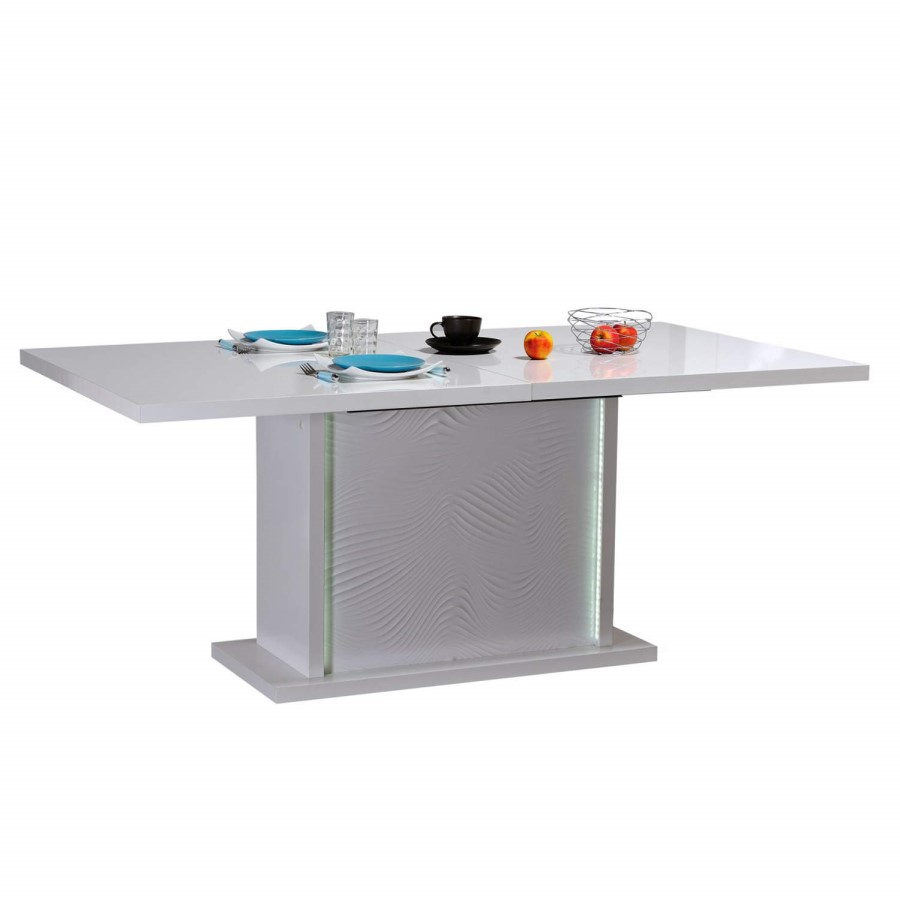 Sciae Karma Extending Dining Table in High Gloss White with Lights
