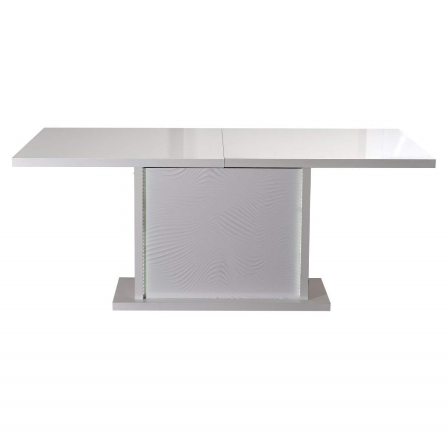 Sciae Karma Extending Dining Table in High Gloss White with Lights