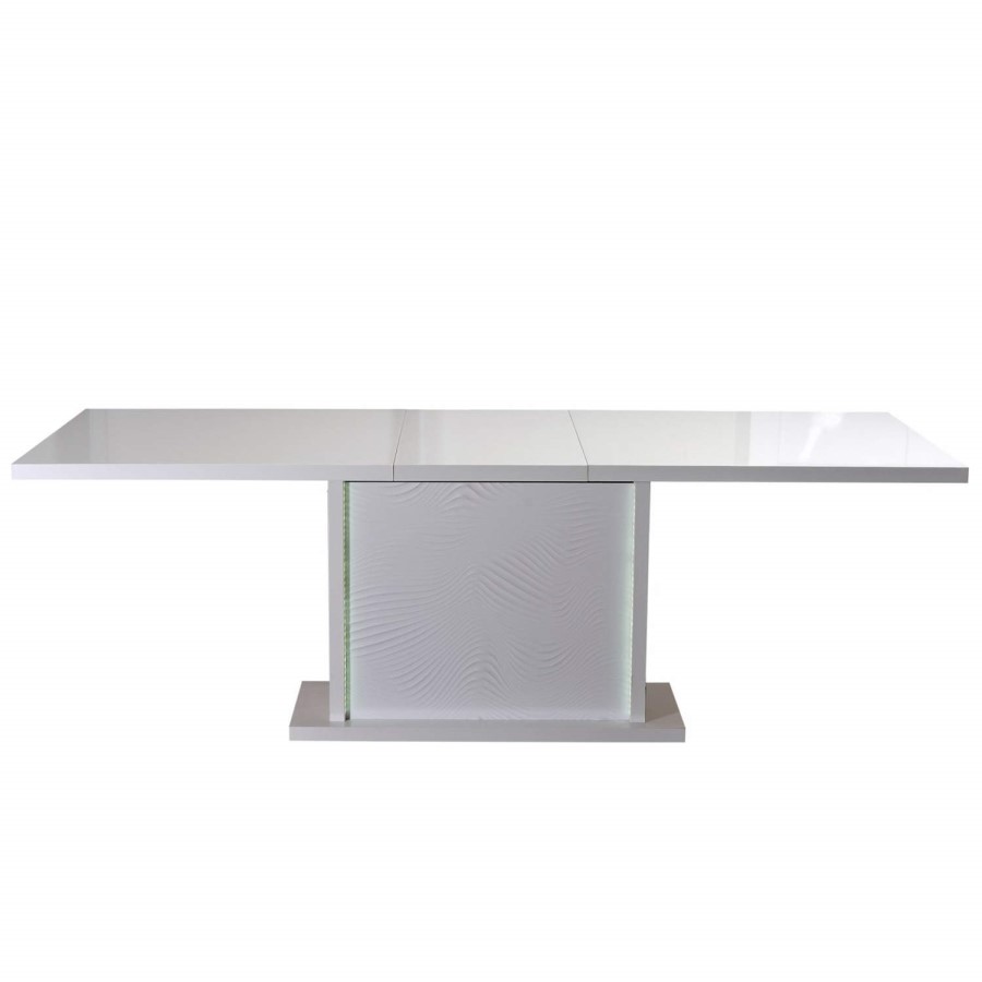 Sciae Karma Extending Dining Table in High Gloss White with Lights