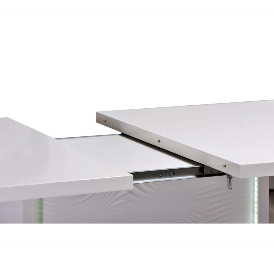 Sciae Karma Extending Dining Table in High Gloss White with Lights