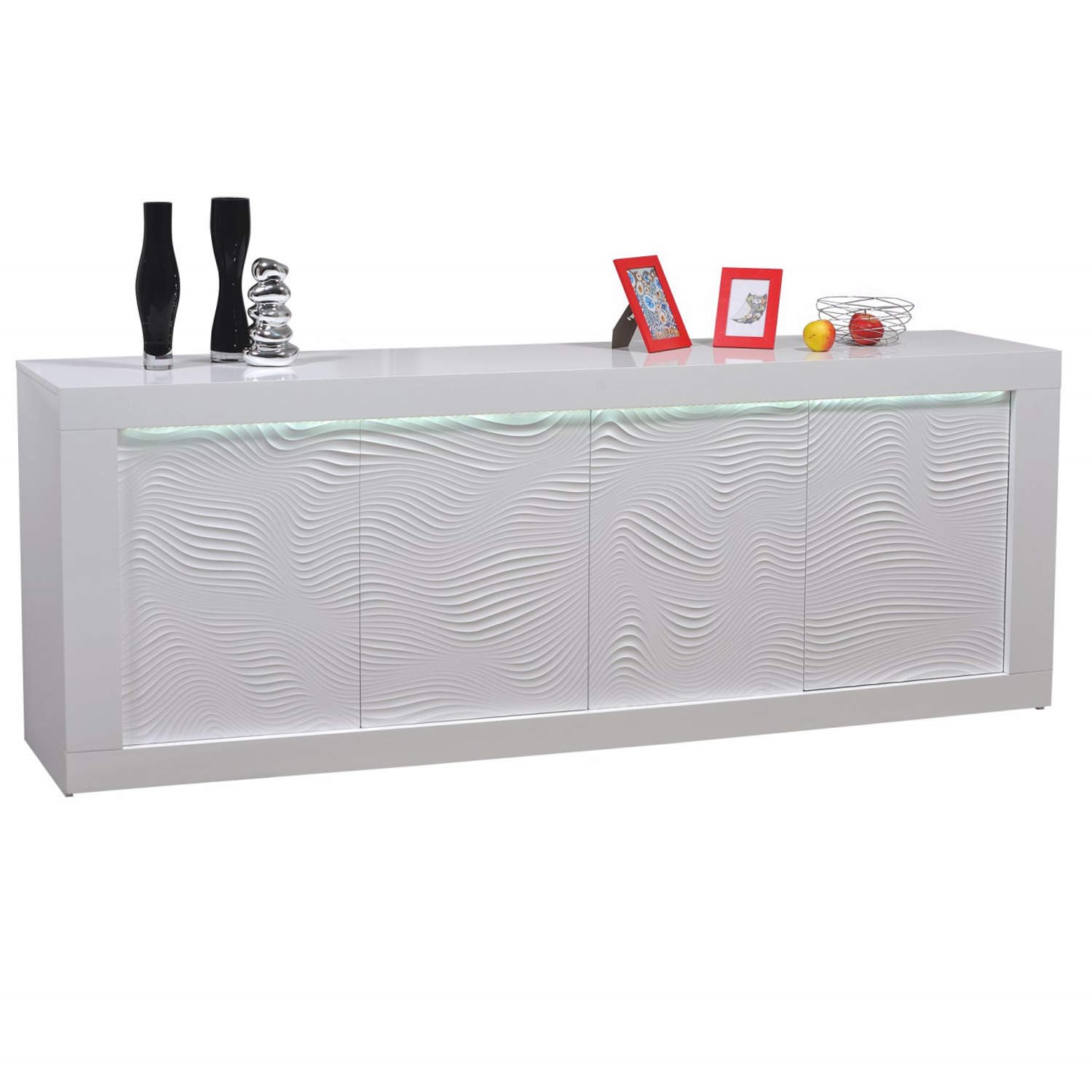 Sciae Karma 4 Door Sideboard In White High Gloss Furniture123