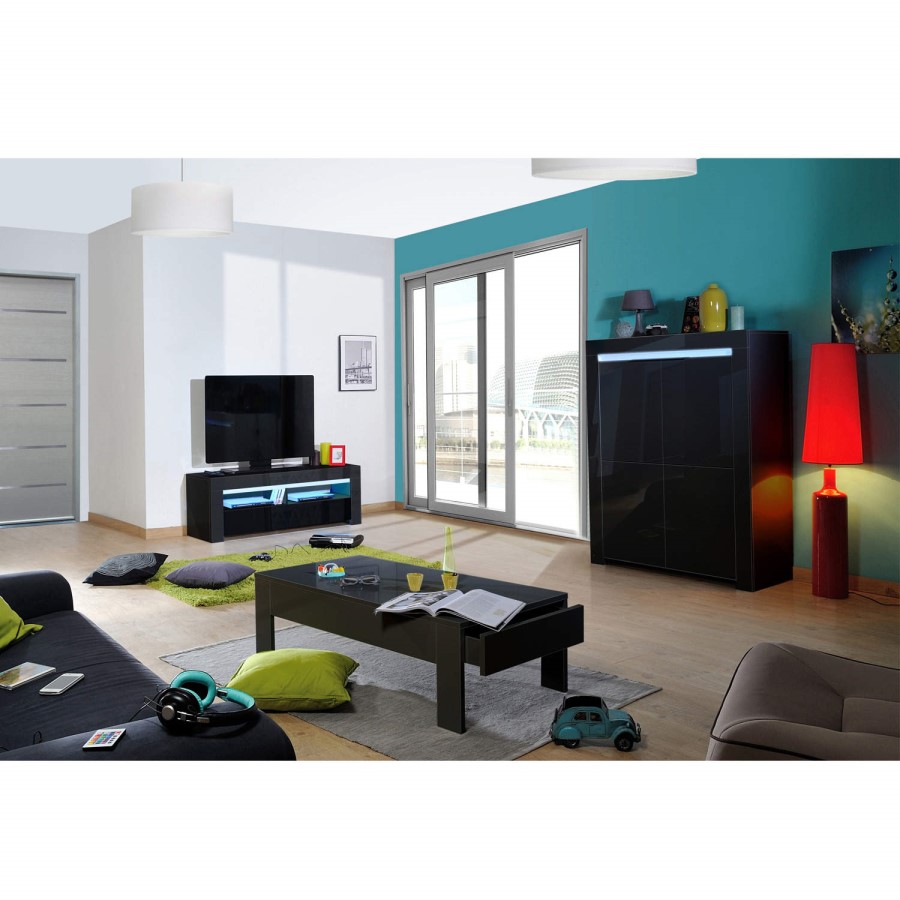 Sciae Galaxy Storage Unit in Black High Gloss with RGB Lighting