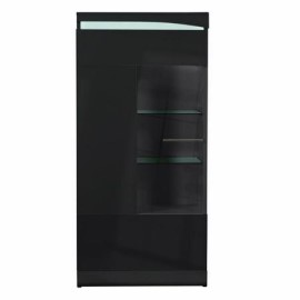 Tall Sciae Ovio Black Gloss Display Cabinet With 1 Door Furniture123