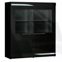 Sciae Ovio Black High Gloss 2 Door Glazed Display Cabinet Sciae Ovio Black High Gloss 2 Door Glazed Display Cabinet