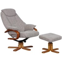 Hong Kong Swivel Fabric Recliner and Footstool In Wheat