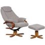 Hong Kong Swivel Fabric Recliner and Footstool In Wheat