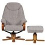 Hong Kong Swivel Fabric Recliner and Footstool In Wheat