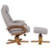 Hong Kong Swivel Fabric Recliner and Footstool In Wheat