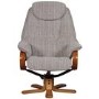 Hong Kong Swivel Fabric Recliner and Footstool In Wheat