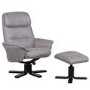Amalfi Swivel Recliner and Footstool in Grey Faux Suede