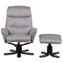 Amalfi Swivel Recliner and Footstool in Grey Faux Suede