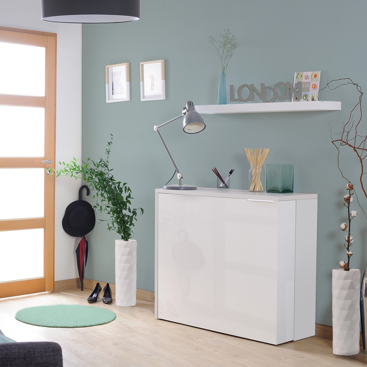 Sciae Optispace White High Gloss Office Desk Furniture123