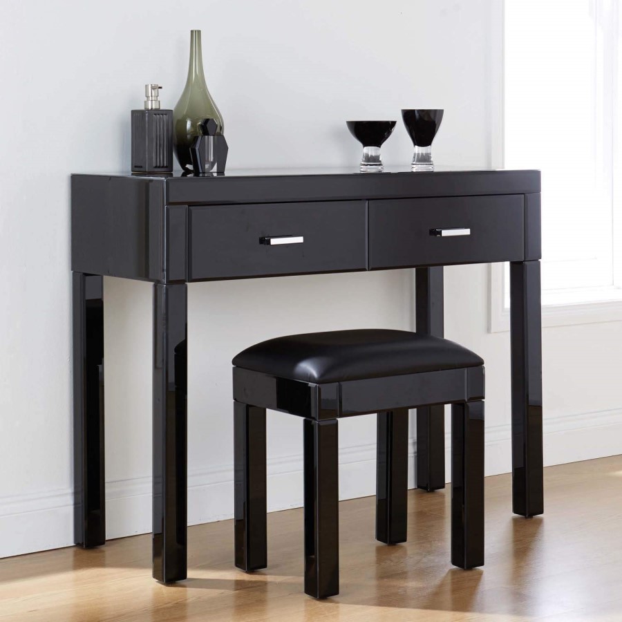 Mountrose Venetian Mirrored Stool in Black