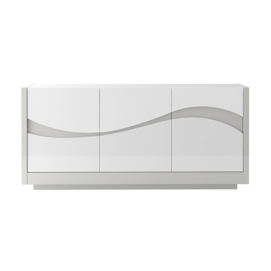 Sciae Flam Light Grey High Gloss 3 Door Sideboard 