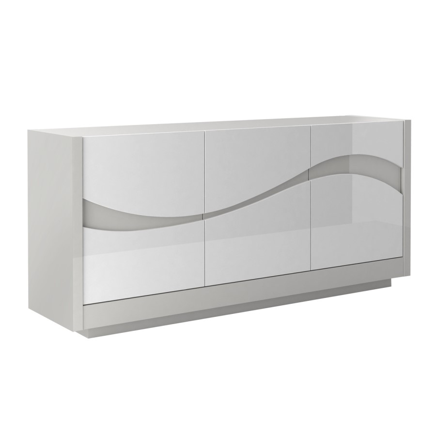 Sciae Flam Light Grey High Gloss 3 Door Sideboard