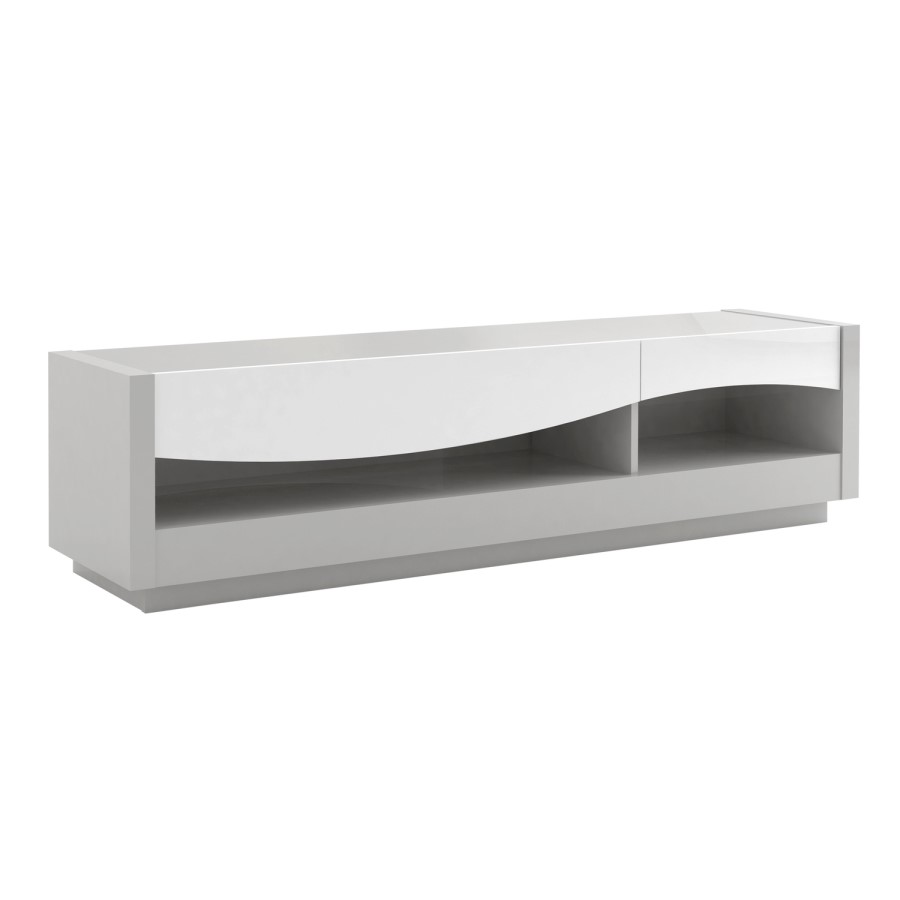 Sciae Flam Grey High Gloss TV Unit with 2 Drawers - TV's up to 70"