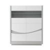 Sciae Flam Grey and White High Gloss 4 Door Storage Cabinet 