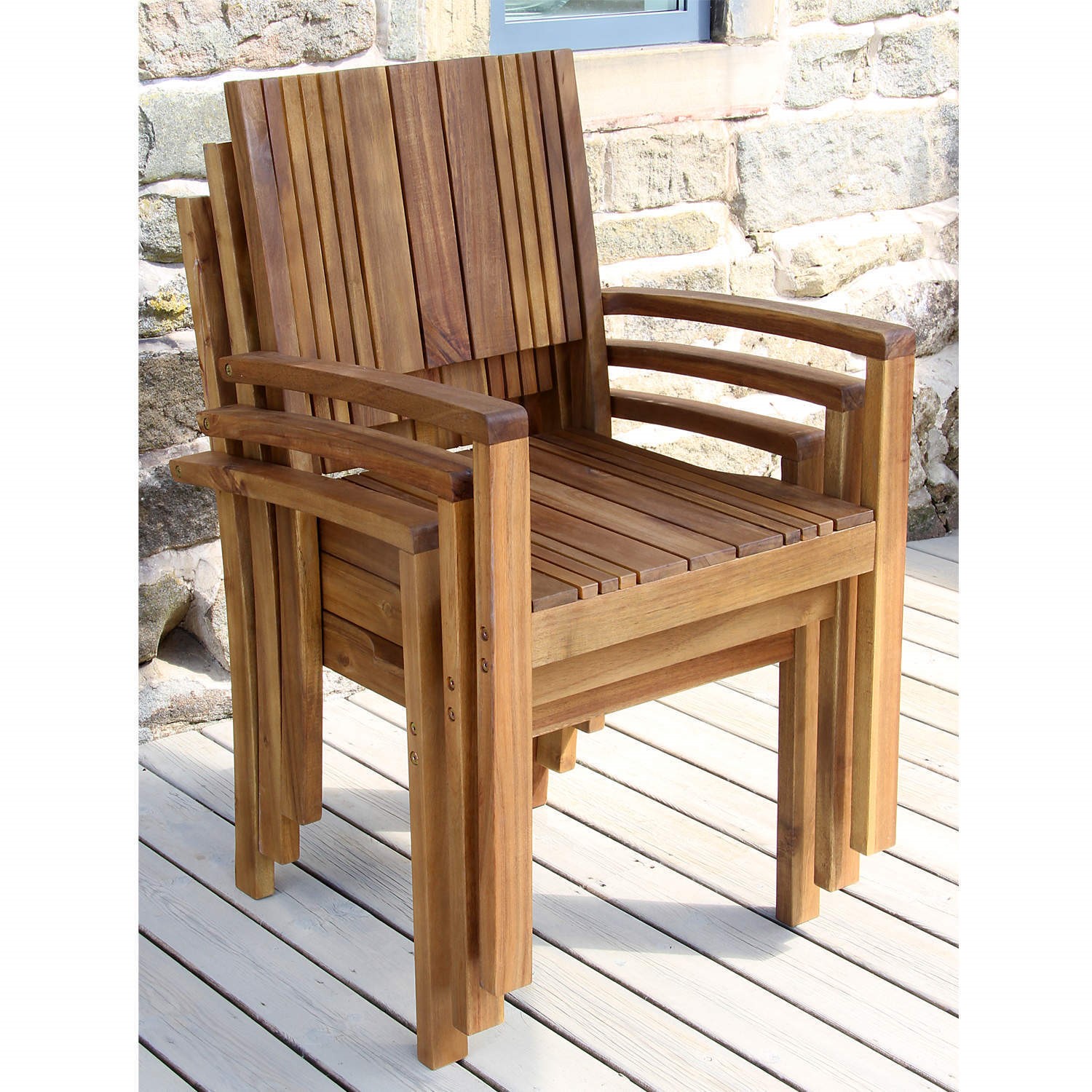 Cambridge Acacia Wood Stacking Chair - Furniture123