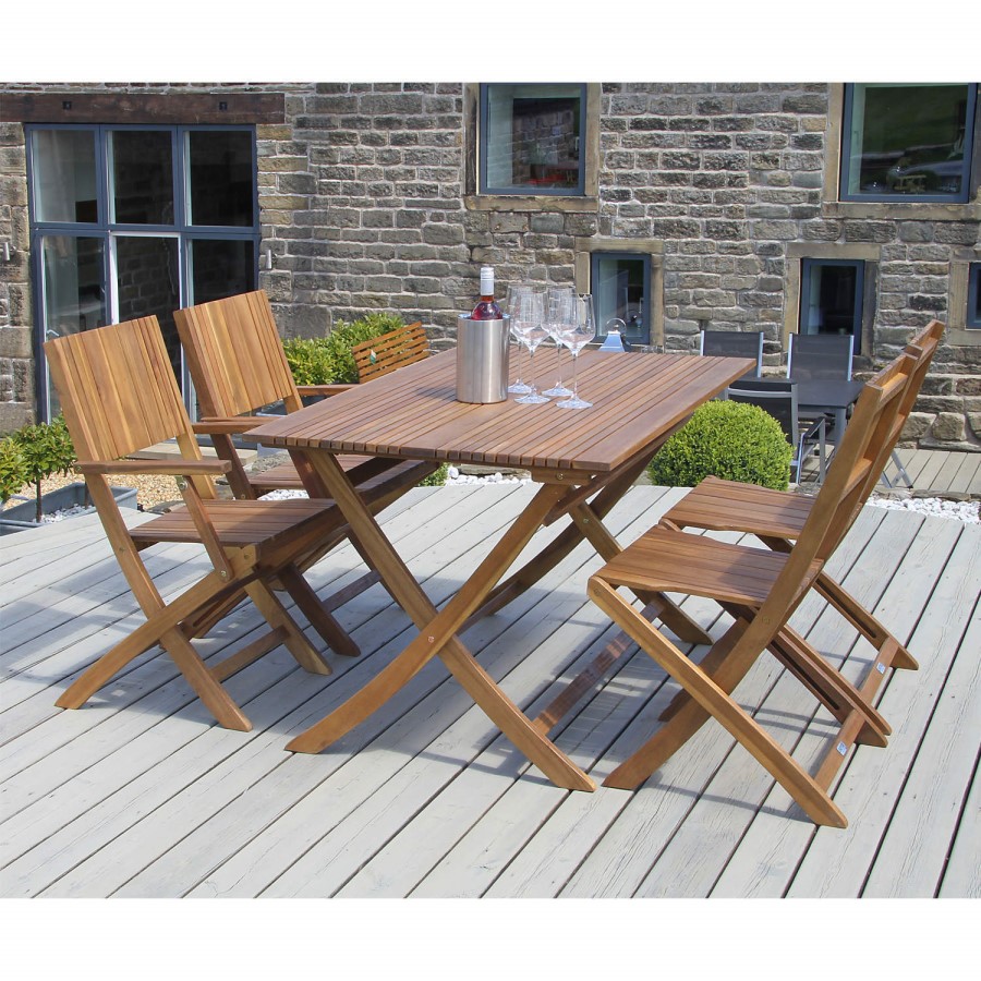 Cambridge Acacia Wood Folding Oblong Dining Table