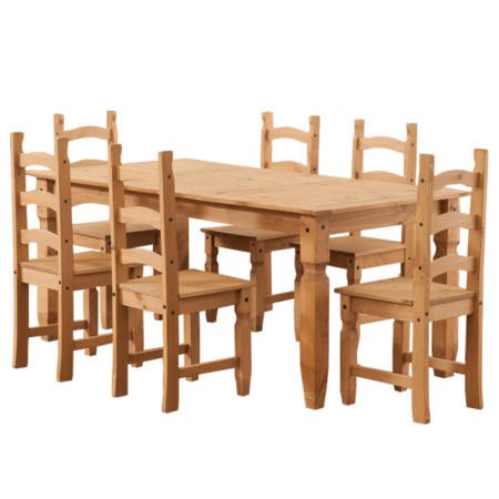 GRADE A1 - Corona Solid Pine Dining Set with 6 Chairs ...