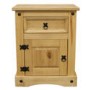 GRADE A1 - Corona Mexican 1 Door 1 Drawer Bedside Table in Solid Pine 