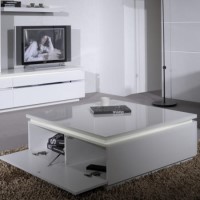 GRADE A1 - Skylight Electra High Gloss Square Coffee Table In White