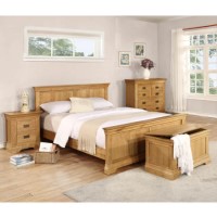 GRADE A1 - Loire Oak Farmhouse King Size Bed