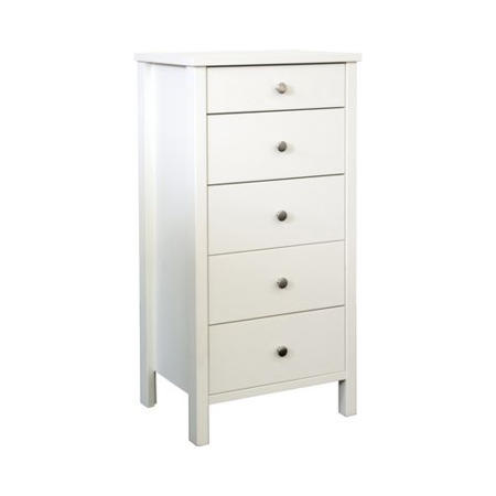 Steens Stockholm 5 Drawer Narrow In White - Furniture123