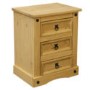 Set of 2 Corona Mexican 3 Drawer Bedside Tables In Solid Pine 