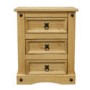 Set of 2 Corona Mexican 3 Drawer Bedside Tables In Solid Pine 