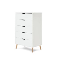 White Tall Boy Chest of 5 Drawers - Maya - Obaby