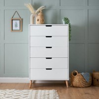 White Tall Boy Chest of 5 Drawers - Maya - Obaby White Tall Boy Chest of 5 Drawers - Maya - Obaby