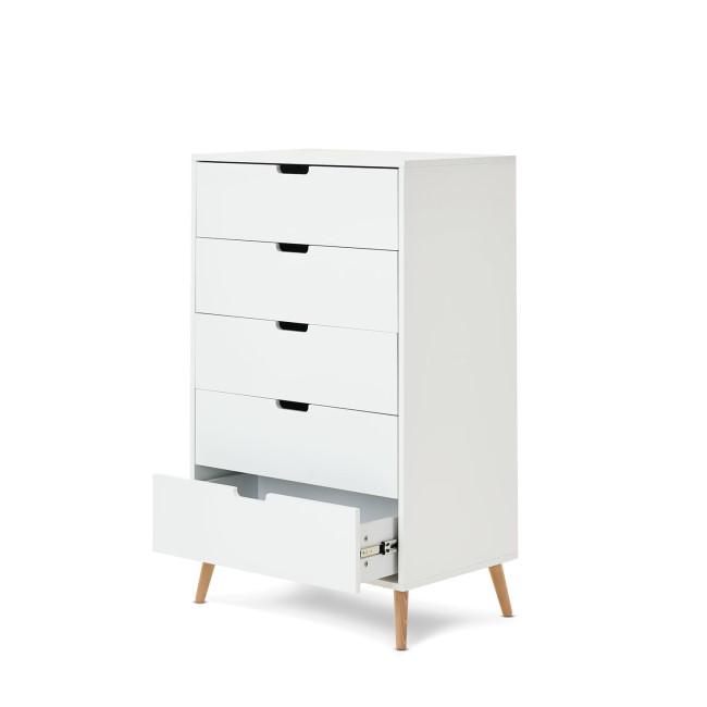 White Tall Boy Chest of 5 Drawers - Maya - Obaby