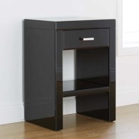 Mountrose Venetian Mirrored 1 Drawer Bedside Table in Black