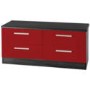 GRADE A2 - Welcome Furniture Hatherley High Gloss 4 Drawer Wide Chest in Black and Red