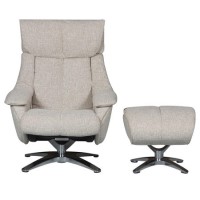 Alpha Swivel Fabric Recliner & Footstool in Beige