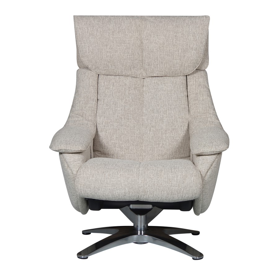 Alpha Swivel Fabric Recliner & Footstool in Beige