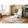 Verona Swivel Recliner & Footstool in Beige Fabric