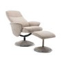 Verona Swivel Recliner & Footstool in Beige Fabric